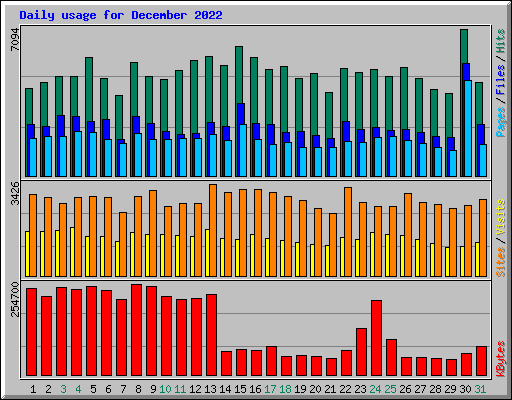 Daily usage for December 2022