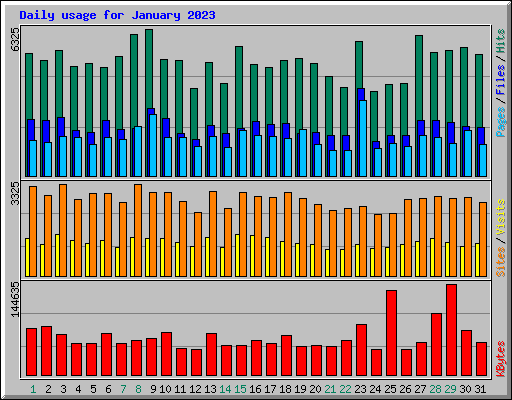 Daily usage for January 2023