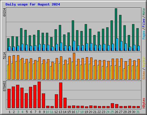 Daily usage for August 2024