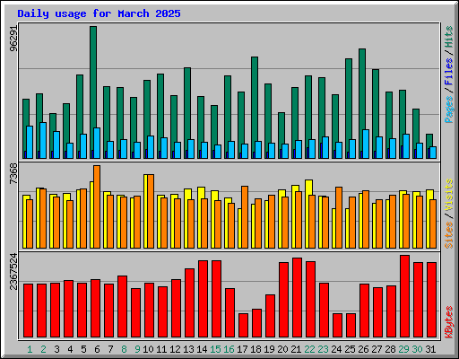 Daily usage for March 2025
