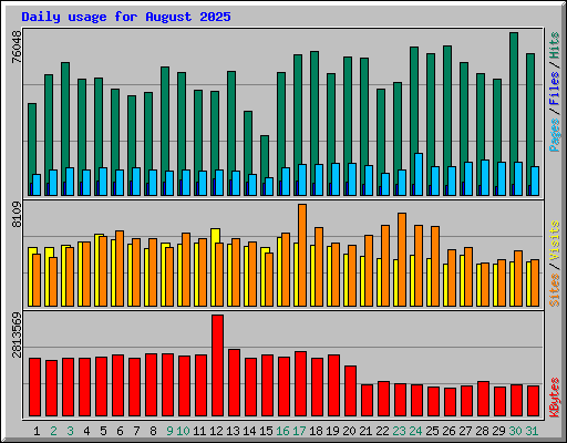 Daily usage for August 2025