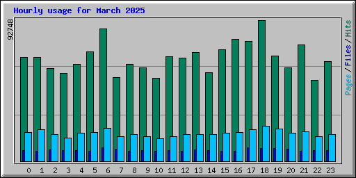 Hourly usage for March 2025